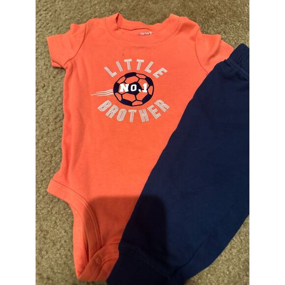 NWOT Carter's Boys "Little Brother" Two Piece Outfit (Top/Buttom) Size 9 Months - Picture 6 of 9